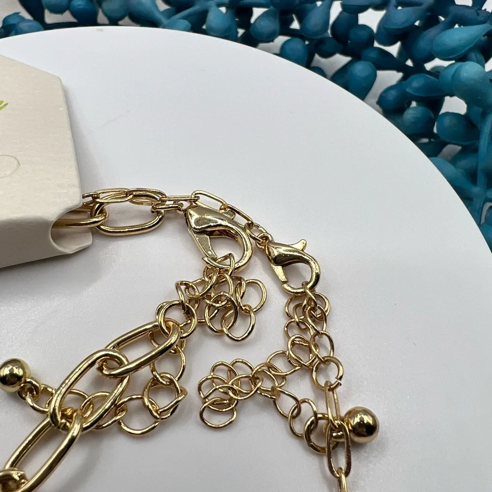 Pomina 2PC 14Kt Gold Plated Stainless Steel‎ Necklace Set NEW